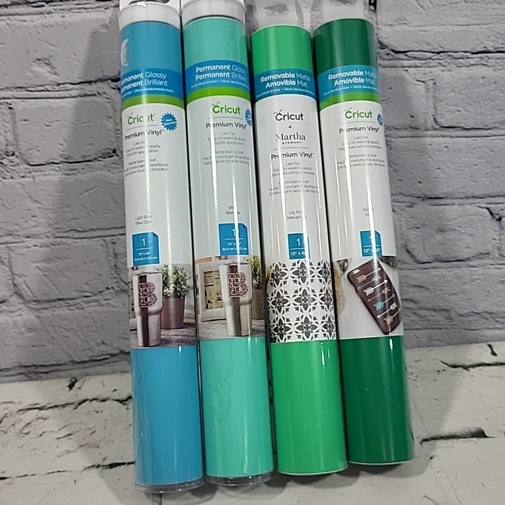 Cricut Premium Vinyl Lot‎ Of 4 Light Blue Mint Lily Pad Green